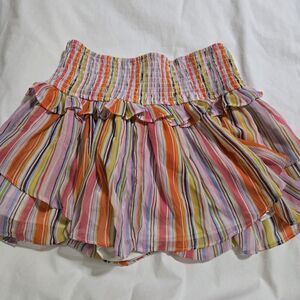 The Pants Store Skort Multicolor‎  Stripes Bright  Size Large Ruffle